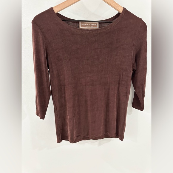 Double D Ranch 3/4 Sleeve Top Brown Size XS - Picture 4 of 6